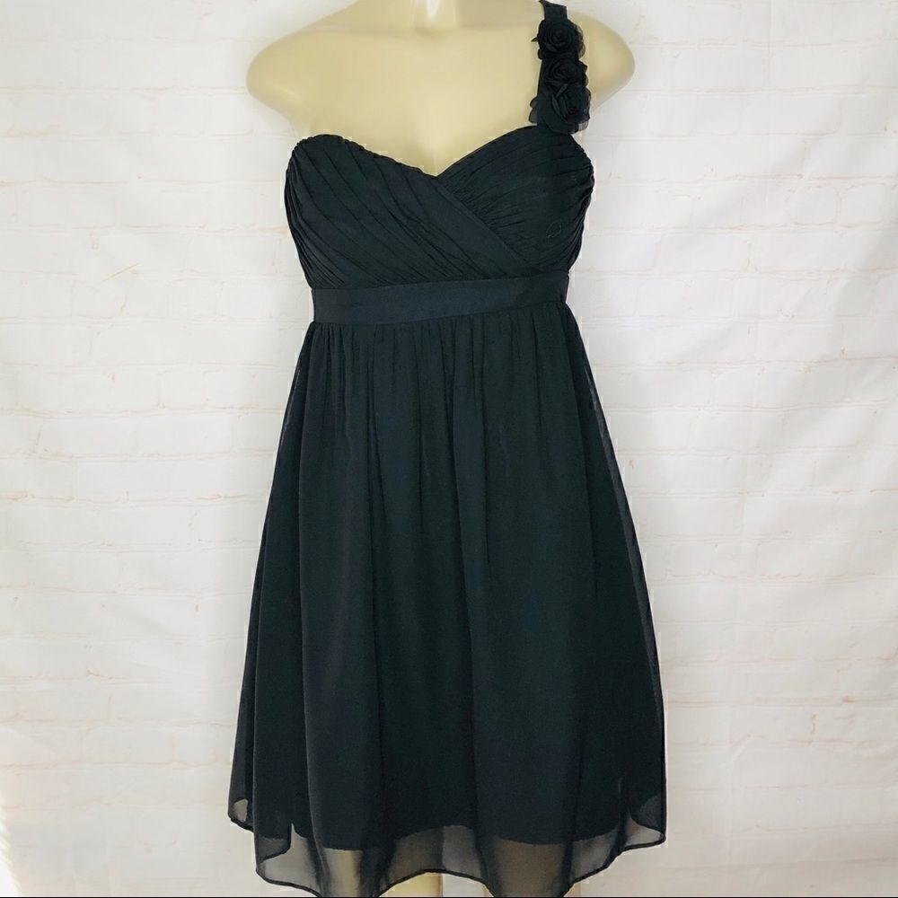 ALFRED ANGELO Chiffon 1 shoulder Dress with roses